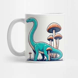 Cute simple Dinosaur Brontosaurus in Mushroom Garden Mug